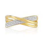 Bague or 375 2 tons entrelacée diamants - vue 3