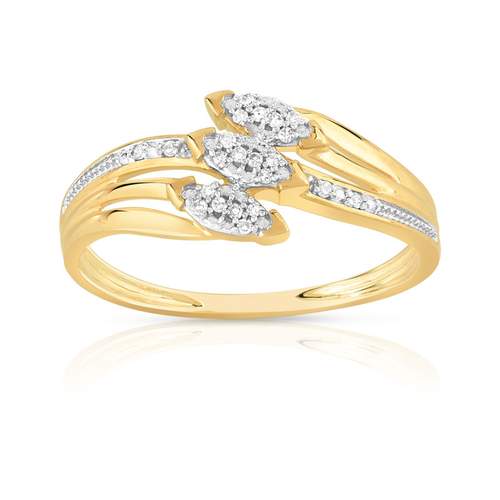 Bague or 375 2 tons diamant