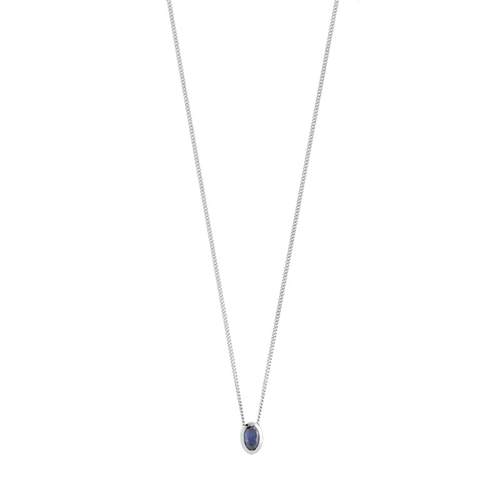 Collier or 375 blanc saphir ovale 45 cm