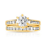 Ensemble de 2 bagues plaqué or zirconias - vue 3