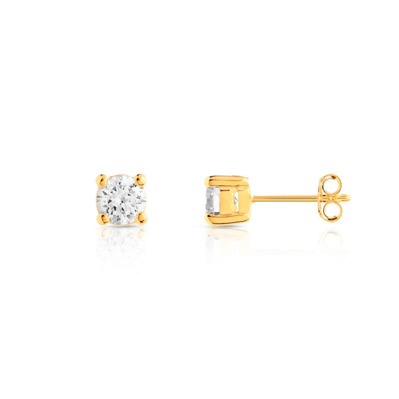 Boucles d'oreilles plaqué or zirconias - vue D1