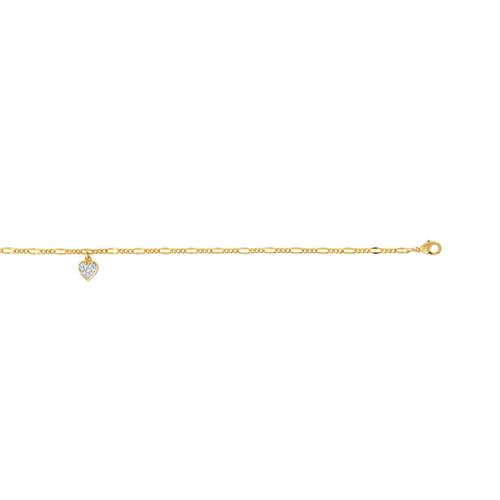 Chaine de cheville plaqué or 2 tons zirconias 25 cm