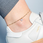 Chaine de cheville plaqué or 2 tons zirconias 25 cm - vue porté 1