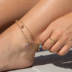 Chaine de cheville plaqué or 2 tons zirconias 25 cm - vue porté 2