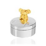 Boîte à dents métal blanchi d'argent ronde et souris dorée - vue 1