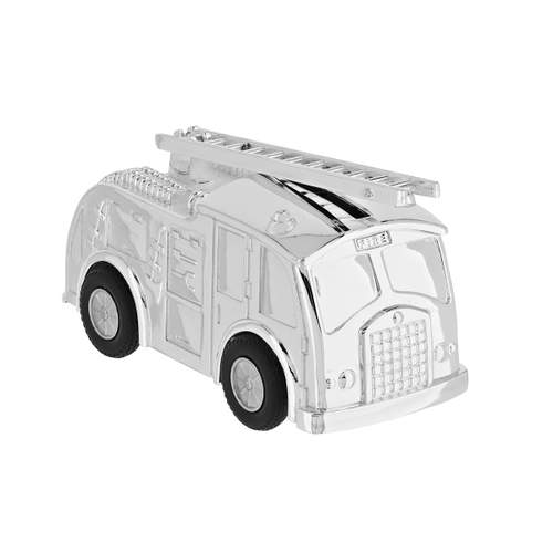 Tirelire Camion Pompier métal blanchi d'argent