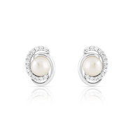 Boucles d'oreilles argent 925 perle de culture zirconia