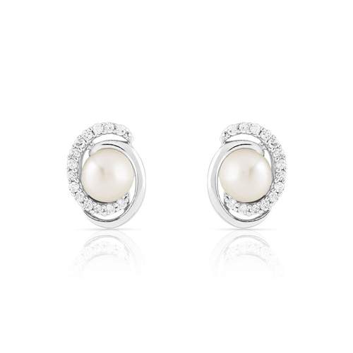 Boucles d'oreilles argent 925 perles de culture de Chine et zirconias