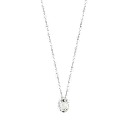 Collier argent 925 perle de culture de Chine et zirconias 45 cm