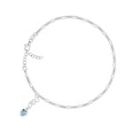 Chaine cheville argent 925 coeur pierre imitation 25 cm - vue 1
