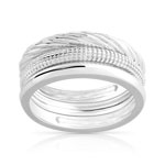 Lot de 3 bagues argent 925 poli anneaux torsadés et perlés - vue 1