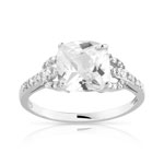 Bague argent 925 carrée zirconias - vue 1