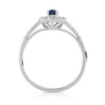 Bague argent 925 saphir ovale et diamants - vue 2