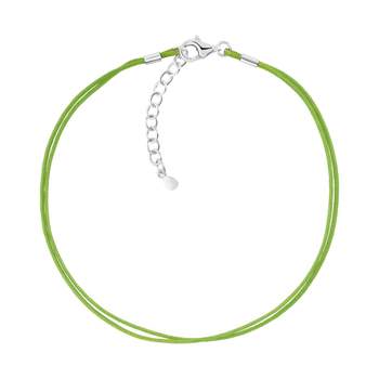 Armband van 925 zilver met groen katoenen koord