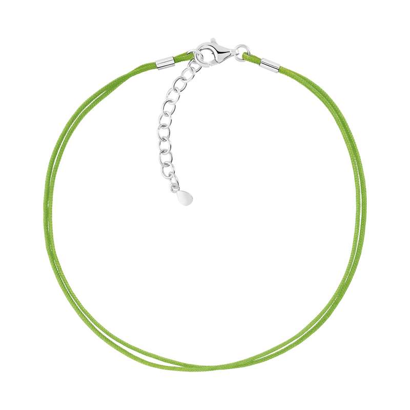 Bracelet argent 925 cordon coton vert - vue 1