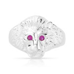 Chevalière argent 925 tête de lion rubis - vue 3