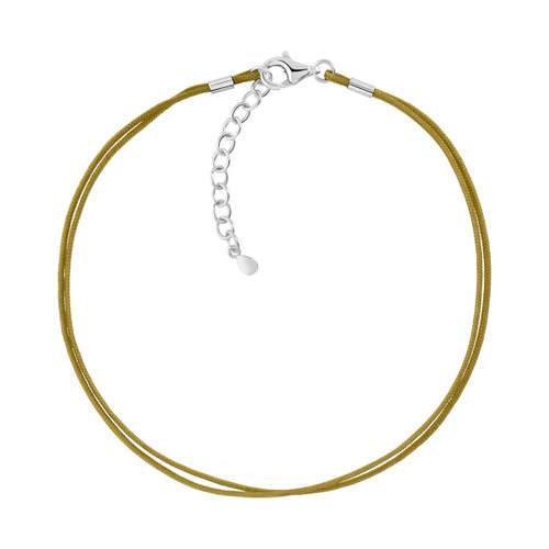 925 zilveren armband met bronskleurig katoenen koord