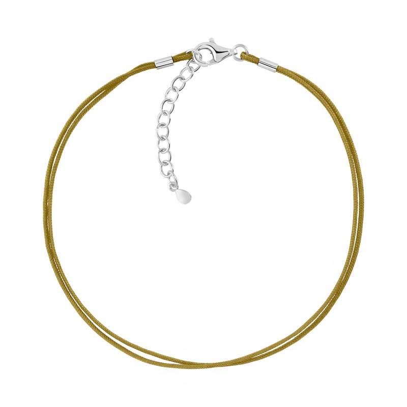 Bracelet argent 925 cordon coton bronze - vue 1