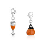 Set of 2 925 sterling silver charms with zirconia and enamel - view 1