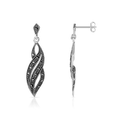 Boucles d'oreilles argent 925 marcassite - vue V1