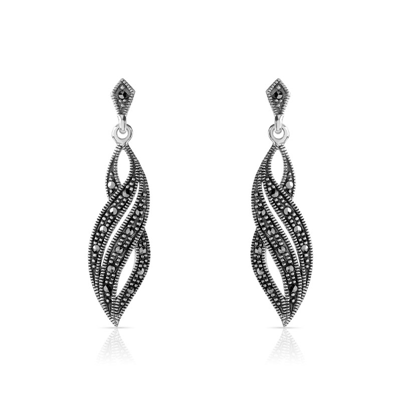 Boucles d'oreilles argent 925 marcassite - vue VD1