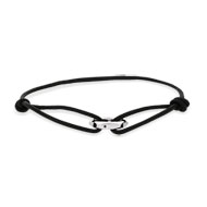 Bracelet argent 925 diamant cordon cuir noir