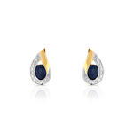 Boucles d'oreilles or 750 2 tons goutte saphirs et diamants - vue 1