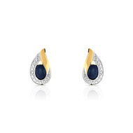 Boucles d'oreilles or 750 2 tons saphir et diamant