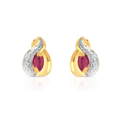 Boucles d'oreilles or 750 2 tons rubis