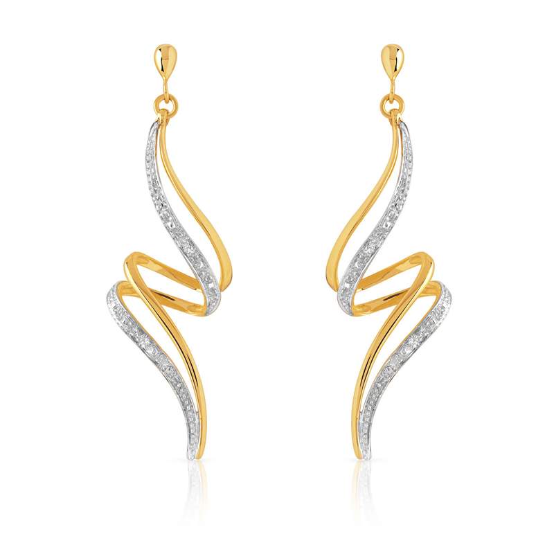 Boucles d'oreilles or 750 2 tons diamants - vue 1