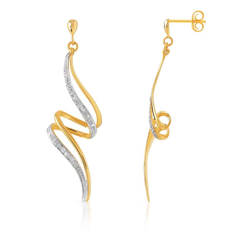 Boucles d'oreilles or 750 2 tons diamants - vue D1