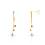 Boucles d'oreilles 3 ors 750 pendants boules zirconias - vue D1