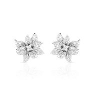 Boucles d oreilles or 750 blanc diamant
