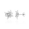 Boucles d'oreilles or 750 blanc fleurs diamants - vue VD1