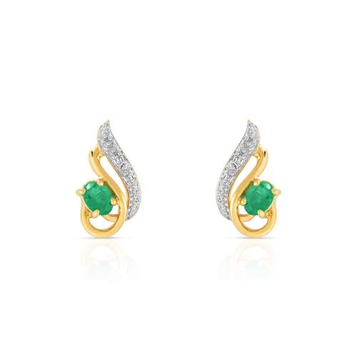 Boucles d'oreilles or 750 2 tons émeraudes et diamants