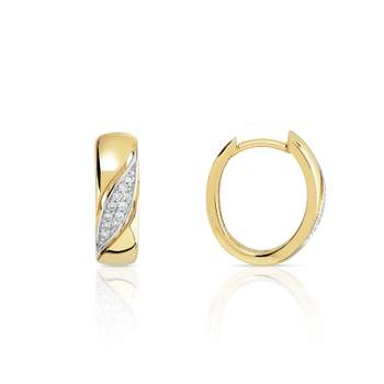 Gold 750 2-tone diamond hoop earrings