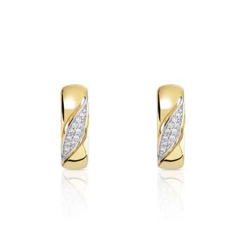 Gold 750 2-tone diamond hoop earrings