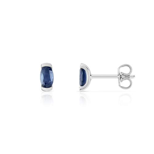 Boucles d'oreilles or 750 blanc saphirs ovales