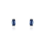 Boucles d'oreilles or 750 blanc saphirs ovales - vue D1