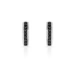 Witte 750 goud creolen met behandelde zwarte diamanten - afbeelding D1