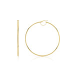 Créoles or 750 jaune fil rond poli 50 mm - vue 1