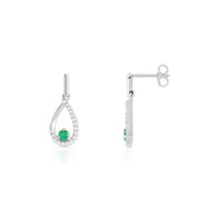 Boucles d'oreilles or 750 blanc émeraude et diamant