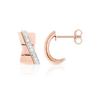 Demi créoles or 750 rose diamant