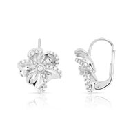 Boucles d'oreilles or 750 blanc diamant