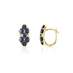 Boucles d'oreilles or 750 2 tons dormeuses saphirs et diamants - vue 1