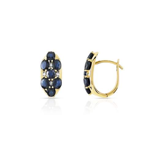 Boucles d'oreilles or 750 2 tons dormeuses saphirs et diamants