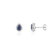 Boucles d'oreilles or blanc saphirs diamants