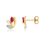 Boucles d oreilles or 750 2 tons rubis et diamant