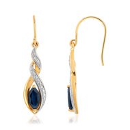 Boucles d'oreilles or 750 2 tons saphir et diamant