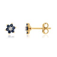 Boucles d'oreilles or 750 2 tons saphir et diamant